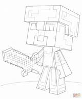 Coloring Minecraft Steve Armor Diamond Pages Supercoloring Drawing sketch template