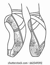 Ballet Coloring Pages Shoes Adult Pointe Shutterstock These sketch template