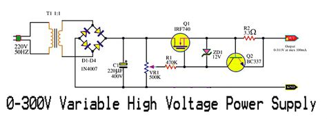 variable high voltage power supply electronic circuit