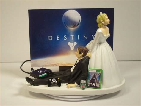 Video Game Junkie X Funny Gamer Wedding Cake Topper Bride