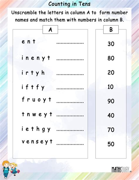 unscramble letters  form number names math worksheets mathsdiarycom