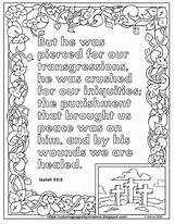 Isaiah Coloring Verse Coloringpagesbymradron Adron Pierced Transgressions sketch template