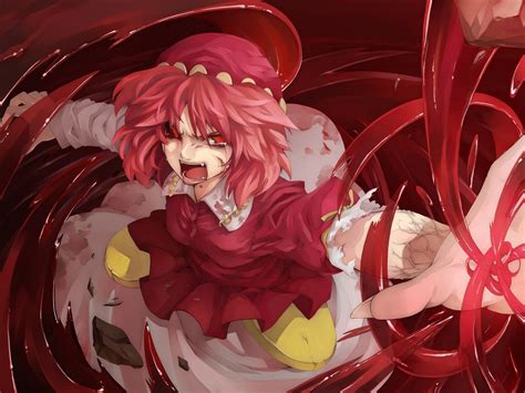 Video Games Touhou Red Dress Tears Stones