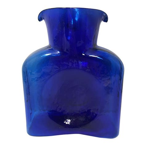 Blenko Cobalt Blue Vase Water Carafe Mini Water Bottles Cobalt Blue