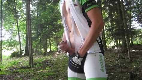 Smooth Cyclist Twink With Shaved Uncut Cock Jerks Off In The Woods Porn