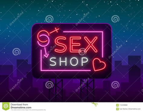 sex shop logo night sign in neon style neon sign a