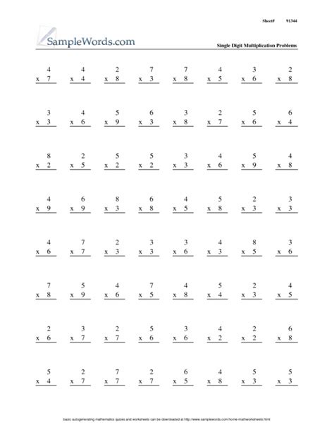 multiplication 3rd grade math worksheets free printable