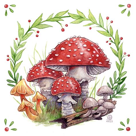 magical mushrooms art print ashley hull illustration design