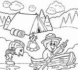 Coloring Fishing Pages Scouts Boy Hiking Camping Going Scout Summer Color Man Kids Colouring Sheets Printable Print Tocolor Pares Grandpa sketch template