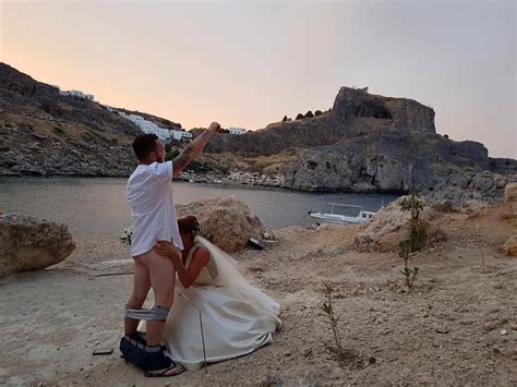 brit bride performs sex act on her new husband in cheeky wedding snap so is this the start