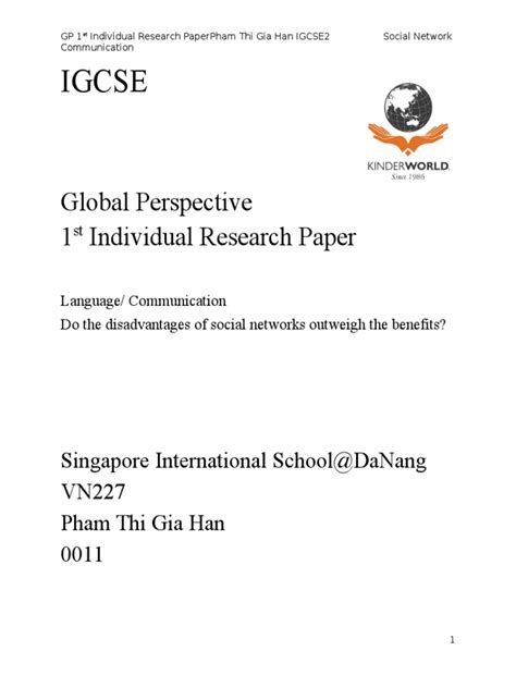 igcse global perspective  individual research paper social