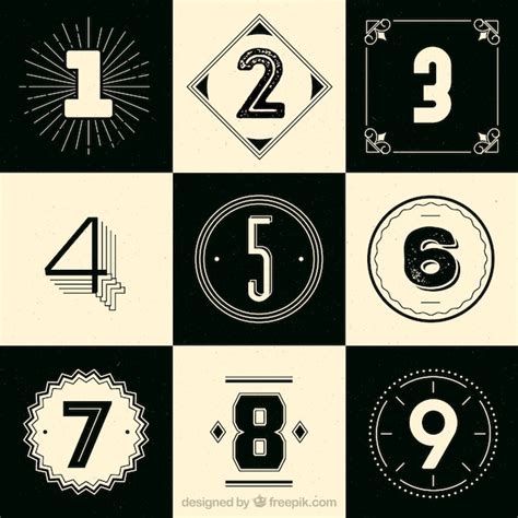 vector vintage number collection