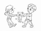 Fight Toy Over Coloring Boy Girl Fighting Clipart Children Bear Dreamstime Ad Illustrations Vectors Royalty sketch template