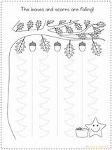 Tracing Fall Autumn Printables Sheets Printable Preschool Leaves Activity sketch template