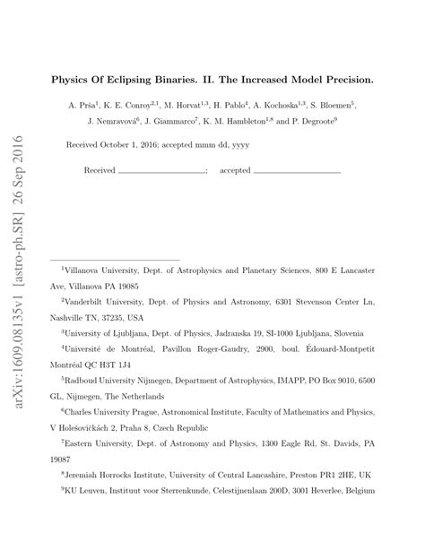 Pdf Physics Of Eclipsing Binaries Ii The Increased Model Precision