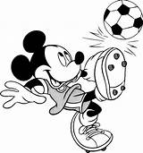 Mickey Coloring Mouse Pages Playing Football Cartoon sketch template