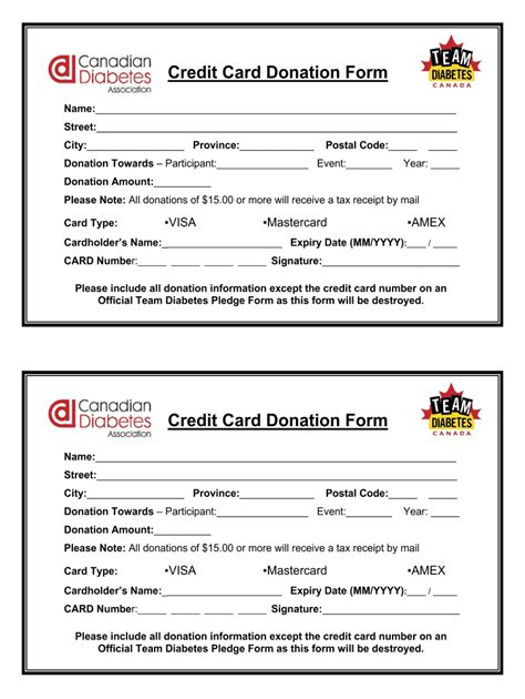 donation card template fill  printable fillable blank