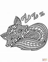 Zentangle Cat Sleeping Coloring Style Pages sketch template