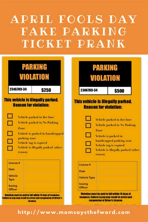 printable fake parking ticket template printable templates