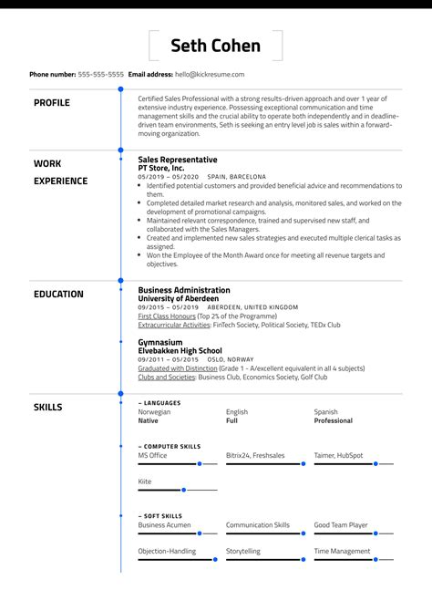 entry level resume  kickresume