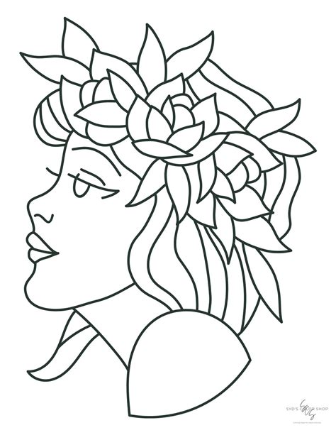 flower crown coloring page adults kids anxiety etsy