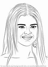 Selena Gomez Draw Drawing Step Celebrities Drawingtutorials101 Tutorials sketch template