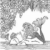 Coloring Paradise Pages Mermaid Mermaids Zendoodle Book Printable Books Color Getcolorings Artist Klette Denyse Cleverpedia sketch template