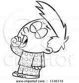 Tired Clipart Yawning Cartoon Boy Coloring Drawing Toonaday Outlined Vector Migraines Ron Leishman Illustration Getdrawings There sketch template