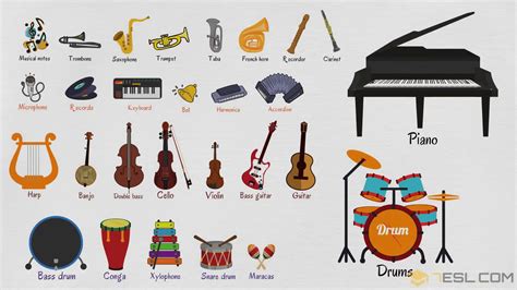 musical instruments names list  musical instruments esl