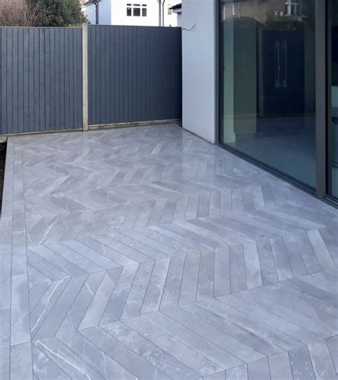 chevron grey porcelain paving outdoor tile patio patio flooring