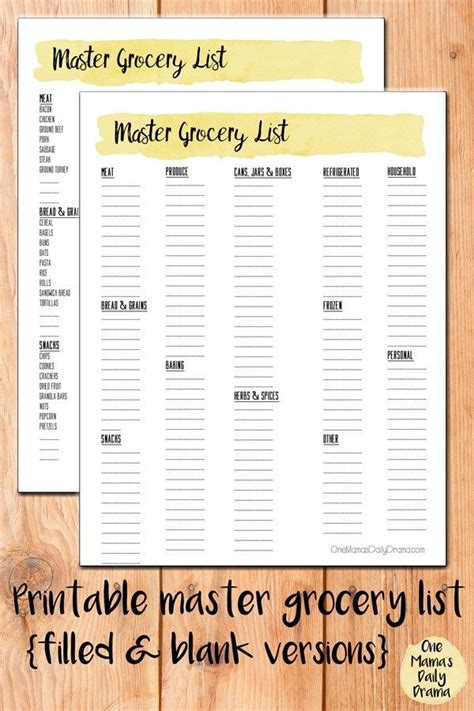 printable master grocery list healthydrinks