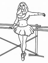 Coloring Pages Ballet Girl Ballerina Toe Practise Tip Balancing Fifth Position Doing sketch template
