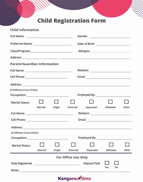 daycare application form templates   format  artofit