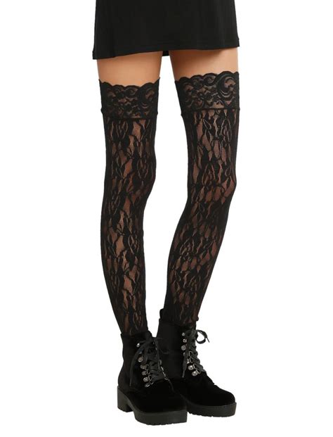 black lace on lace thigh highs hot topic