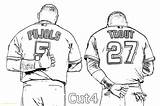 Coloring Baseball Pages Mlb Cubs Chicago Drawing Sox Printable Jersey Los Angeles Print Angels Red Reds Cincinnati Uniform Yankees Line sketch template