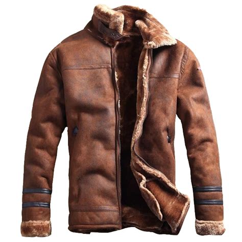 russian style winter mens fur faux leather jacket casual fashion
