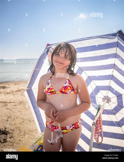 Portrait Of A Young 8 Year Old Girl At The Beach Gotland Sweden