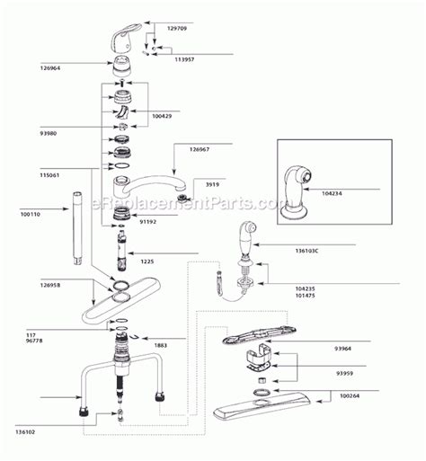 moen single handle kitchen faucet parts diagram dandk organizer