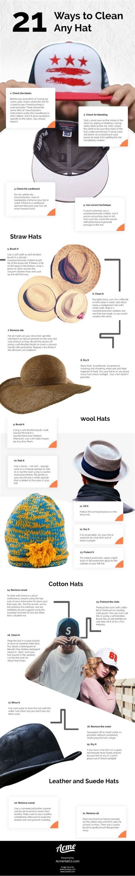 ways  clean  hat infographic