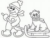 Coloring Pages Sledding Winter Library Clipart Sports Kids sketch template