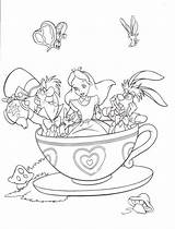 Coloring Alice Wonderland Book Pages Popular sketch template