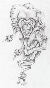 Tattoo Joker Jester Clown Skulls Markfellows Chicano Tat Forearm Roses Paintingvalley Lowrider Tattoodaze sketch template