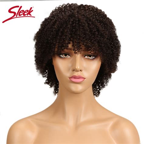 buy sleek brazilian curly human hair wig short afro