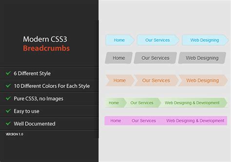 simple unique and modern css3 breadcrumbs styles to choose are light