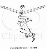 Upside Stuck Unbalanced Rope Walker Tight Toonaday Royalty Clipart Outline Illustration Down Rf sketch template