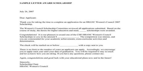 sample scholarship award letter format zoefact