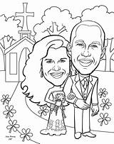 Coloring Anniversary Wedding Pages Groom Bride Couple Popular Custom Coloringhome sketch template