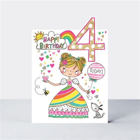 rachel ellen designs age 4 princess birthday card