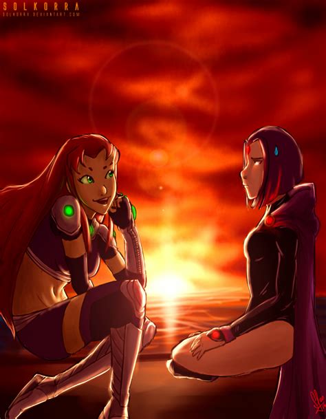 commission starfire and raven by solkorra on deviantart