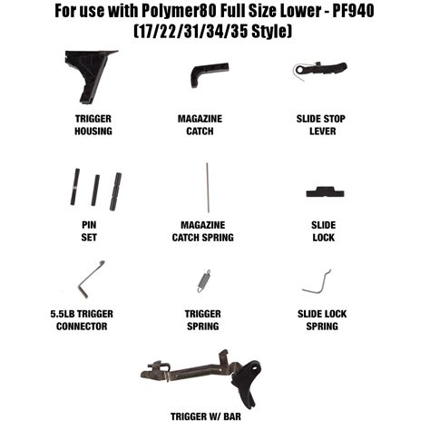 pistol fits glock  gen   parts kit oem mm  pfc polymer build  trigger